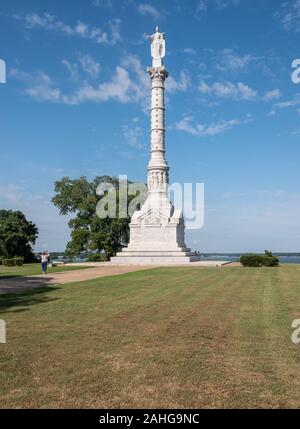 Column at Yorktown in Virginia, USA, commemorating surrender of British troops after battle Stock Photo