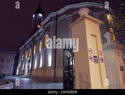 Belgrade, Serbia, Dec 29, 2019: Night view of the Church of the Nativity of Most Holy Mother of God in Zemun Stock Photo