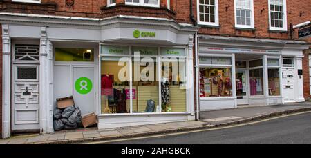 Guildford, United Kingdom - November 06 2019:   The entrance to the Oxfam charity shop on Millbrook Stock Photo