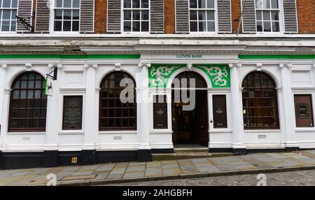 Guildford, United Kingdom - November 06 2019:  The frontage of Lloyds Bank branch on High St Stock Photo