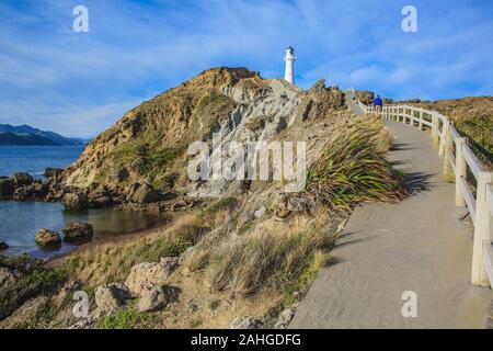 Castlepoint lighthouse, North Island, New Zealand Stock Photo