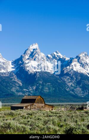 Mormon Row Historic District, Teton County, Wyoming, United States Stock Photo