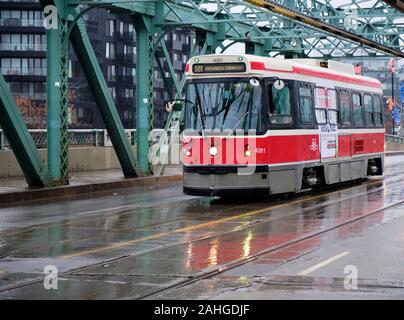 Toronto, Ontario, Canada. December 29th, 2019.  After four decades of service to Toronto commuters, the Toronto Transit Commission’s Canadian Light Rail Vehicle (CLRV) streetcars make their last runs through the core of the city.  Today marks the final day of service of the venerable icon, which was first introduced in 1979. To mark the occasion, the last streetcars are running as free service along Queen Street to commemorate the final day of service.  Credit: JF Pelletier/ Alamy Live News. Stock Photo