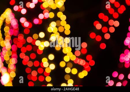 Bokeh effect on colorful lights for Dasara Festival at night in Mysore, India Stock Photo