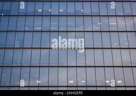 Horizontal view of office building windows front facade in Santiago, Chile Stock Photo