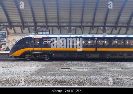 A Grand Central class 180 named William Shakespeare in York railway station. Stock Photo