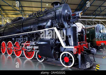1935 KF7 steam train in the Great Hall of The National Railway Museum in York,North Yorkshire. Stock Photo