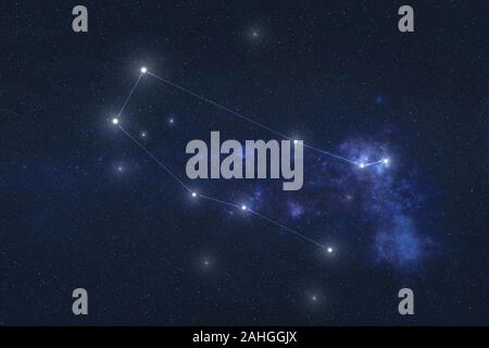 Gemini constellation stars in outer space. Zodiac Sign Gemini constellation lines. Elements of this image were furnished by NASA  Stock Photo