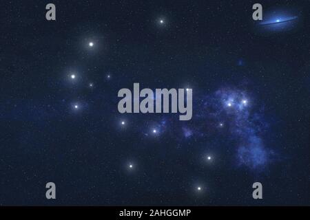 Gemini constellation stars in outer space. Zodiac Sign Gemini constellation stars. Elements of this image were furnished by NASA  Stock Photo