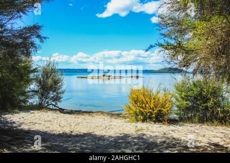 Sulphur Point in Rotorua, North Island, New Zealand Stock Photo