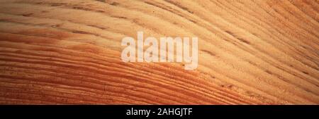 Close-up of wooden texture of a freshly cut pine tree. Growth rings on the tree trunk. Bright background of the cut tree trunk in the cross section Stock Photo