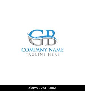 GB G B Swoosh Letter Logo Design with Modern Yellow Swoosh Curved Lines ...