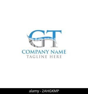 GT G T Letter Logo Design with Swoosh and Black Lines. Modern Creative ...