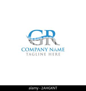 GR G R Letter Logo Design with Swoosh and Black Lines. Modern Creative ...