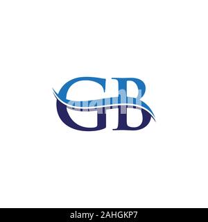 GB G B Swoosh Letter Logo Design with Modern Yellow Swoosh Curved Lines ...