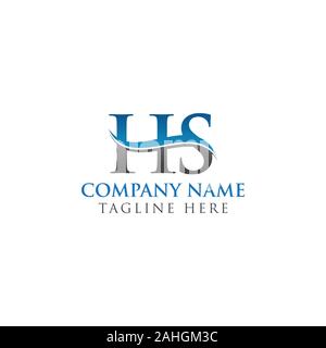HS H S Letter Logo Design with Swoosh and Black Brush Stroke. Modern ...