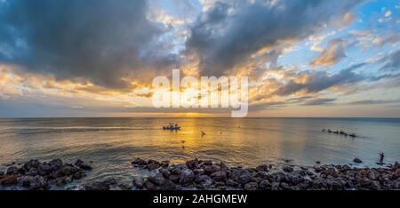 Sunset over Gulf of Mexico from Caspersen Beach in Venice Florida Stock Photo