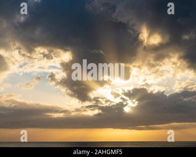 Sun rays in sunset over Gulf of Mexico from Caspersen Beach in Venice Florida Stock Photo