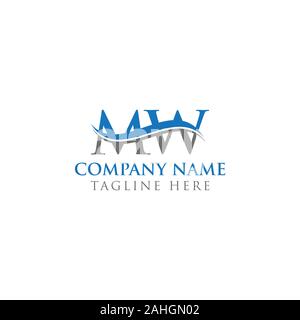 Initial MW letter Logo Design vector Template. Abstract Letter MW logo Design Stock Vector