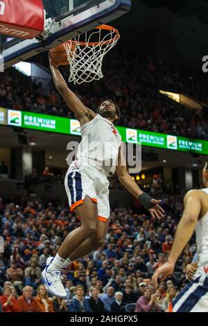 December 29, 2019: Virginia Cavaliers guard Braxton Key (2) dunks the ball during NCAA basketball action between the Navy Midshipmen and the Virginia Cavaliers at John Paul Jones Arena Charlottesville, VA. Jonathan Huff/CSM. Stock Photo