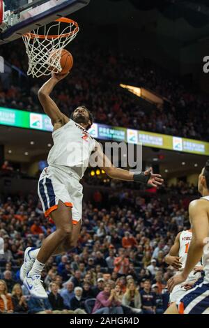 December 29, 2019: Virginia Cavaliers guard Braxton Key (2) dunks the ball during NCAA basketball action between the Navy Midshipmen and the Virginia Cavaliers at John Paul Jones Arena Charlottesville, VA. Jonathan Huff/CSM. Stock Photo