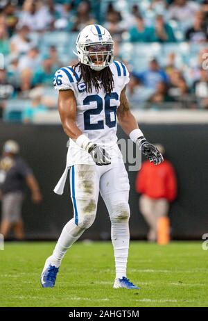 Jacksonville, FL, USA. 29th Dec, 2019. Indianapolis Colts safety Clayton Geathers (26) during 1st half NFL football game between the Indianapolis Colts and the Jacksonville Jaguars at TIAA Bank Field in Jacksonville, Fl. Romeo T Guzman/CSM/Alamy Live News Stock Photo