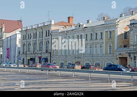Mansions and houses made according to the city project for services and municipalities and as apartment buildings. Russia. Stock Photo