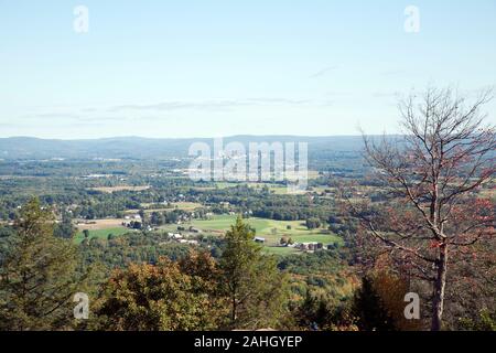 Panoramic view of Amherst Massachusetts and Pioneer Valley in autumn. Stock Photo