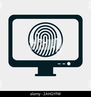 fingerprint on the computer icon isolated vector illustration Stock Vector