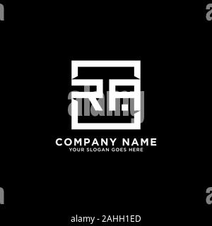 RA Square logo designs, modern logo template Stock Vector