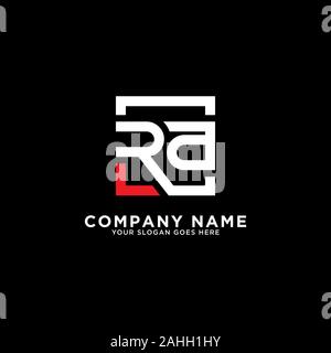 RA Square logo designs, modern logo template Stock Vector
