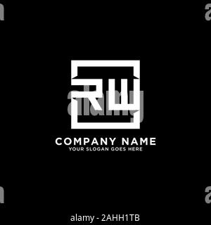 R AND W initial logo inspirations, square logo template, clean and clever logo vector Stock Vector