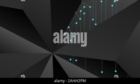 abstract vector geometric background. Dark gray vector polygonal template and blue line connected dots .Vector Illustration For Wallpaper, Banner Stock Vector