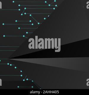 abstract vector geometric background. Dark gray vector polygonal template and blue line connected dots .Vector Illustration For Wallpaper, Banner Stock Vector