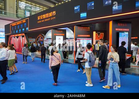 SHENZHEN, CHINA - CIRCA NOVEMBER, 2019: Ping An Smart City Space at China Hi-Tech Fair 2019 at Shenzhen Convention & Exhibition Center. Stock Photo