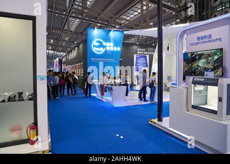 SHENZHEN, CHINA - CIRCA NOVEMBER, 2019: interior shot of China Hi-Tech Fair 2019 at Shenzhen Convention & Exhibition Center. Stock Photo