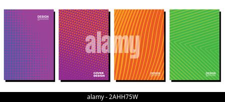 Minimal covers design. Colorful halftone gradients. Future geometric patterns. Vector art for covers, presentations, leaflet, magazine, brochure. Stock Vector