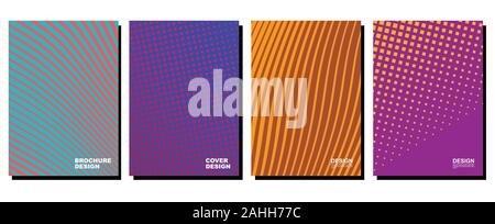 Minimal covers design. Colorful halftone gradients. Future geometric patterns. Vector art for covers, presentations, leaflet, magazine, brochure. Stock Vector