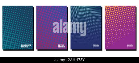 Minimal covers design. Colorful halftone gradients. Future geometric patterns. Vector art for covers, presentations, leaflet, magazine, brochure. Stock Vector