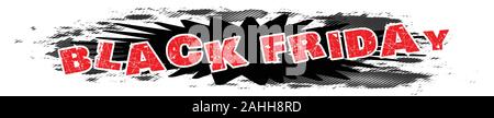 A comic cartoon style explosion in black with text Black Friday isolated over a white background Stock Vector