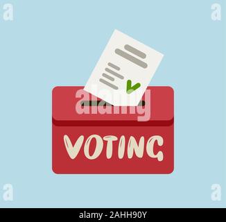 Voting ballot in ballot box. Elections, vote vector illustration Stock Vector