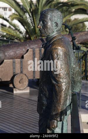 Statue Alfonso XII 1857-1885 King of Spain at Charming and tranquil city of Nerja at the Costa del Sol in Spain Stock Photo