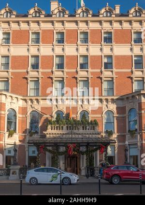 The Shelbourne Hotel, a famous hotel situated in a landmark building on the north side of St Stephen's Green, in Dublin, Ireland. Stock Photo