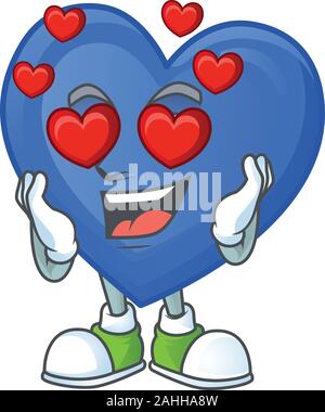 Super cute Falling in love blue love cartoon character Stock Vector