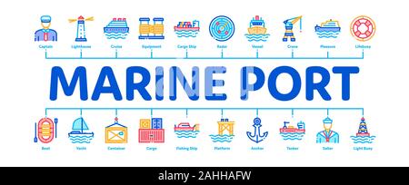 Marine Port Transport Minimal Infographic Banner Vector Stock Vector