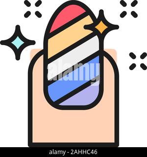 Magnetic nail polish, manicure salon flat color line icon. Stock Vector