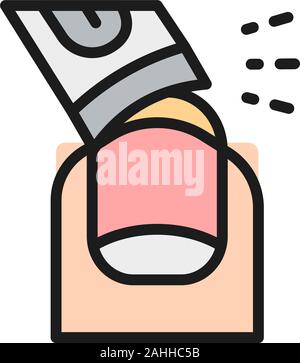 Vector nail extension, manicure tips flat color line icon. Stock Vector