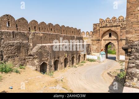 Jhelum Rohtas Qila Fort in Punjab Province Picturesque Breathtaking View of the Walls on a Sunny Blue Sky Day Stock Photo