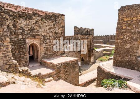 Jhelum Rohtas Qila Fort in Punjab Province Picturesque Breathtaking View of the Walls on a Sunny Blue Sky Day Stock Photo