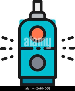Control panel on and off, switch machines flat color line icon. Stock Vector